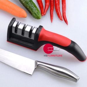 3 in 1 Knife Sharpener Anti Slip Stainless Steel Rubber Handle Kitchen Knife Polishing Alat Pengasah Pisau Gunting