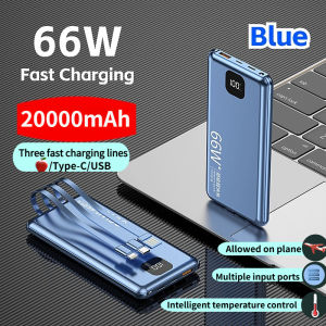 【SG Stock】66W PD Super Fast Charge 20000mAh Powerbank with 3 Cable Mini Power Bank LED Display Slim Battery Fast Charg
