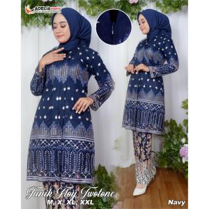 Setelan kebaya tunik floy twotone kebaya modern outfit kekinian bahan tulle sapto dengan perpaduan dua warna - motif cantik dan elegn - model kebaya terlaris - baju wisuda kondangan akad nikah pakaian pesta pagar ayu