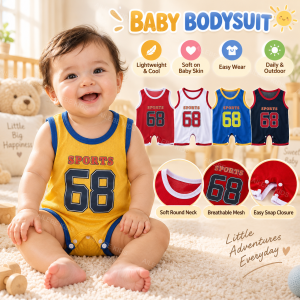 AILEBE Baby Bodysuits Sleeveless Mesh Fabric Lightweight Breathable Skin-Friendly Cute Cartoon Round Neck One-Piece Easy Wear Elastic Cuffs Waist OOTD Daily Home Outdoor Family 0-12M Newborn Infant