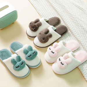 Women Plush Bedroom Slippers Home Indoor Flooring EVA Non-slip Slippers Warm Cotton Slippers(Rabbit5 ColorsEU 36-45)