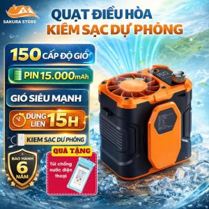 Quạt Điều Hòa Đeo Thắt Lưng Siêu Mát Pin 12.000mAh Có Tích Hợp Cổng Sạc Dự Phòng Màn Hình LCD