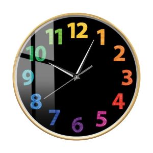 Sacesr Colorful Number Easy to Read Simple Wall Clock Modern Design Home Decor Minimalist Art Silent Non Ticking Wall Watch For Bedroom B8T9H