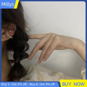 Millys ต่างหูแฟชั่นแบบไม่เจาะหูต่างหูกระดูกอ่อนแบบเรียบง่ายสำหรับผู้หญิงเครื่องประดับ1ชุด