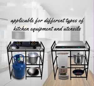 304 Stainless Steel Kitchen Racks Gas Stove Stand with LPG Roller Heavy Duty Kitchen Organizers with Cabinet Gas Oven Pot Holder