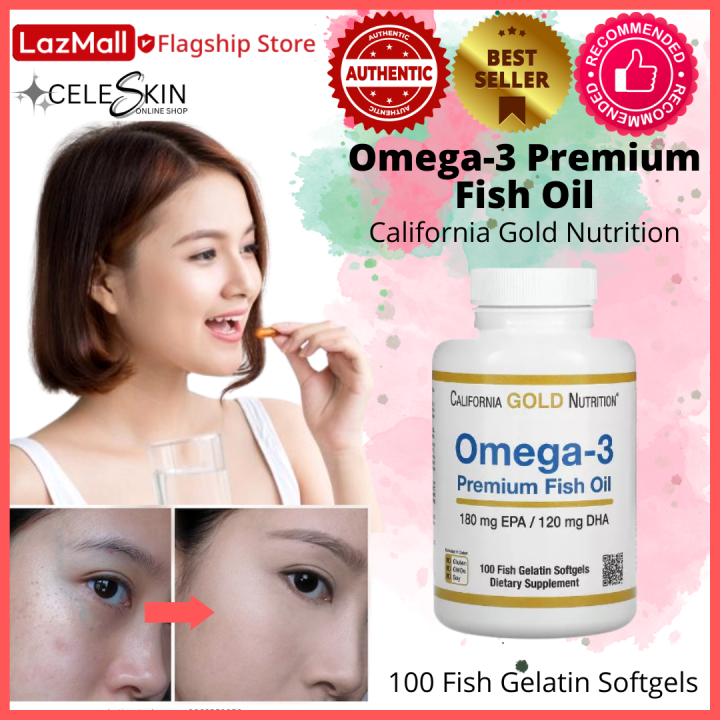 California Gold Nutrition Omega-3 Premium Fish Oil 100 Fish Gelatin ...