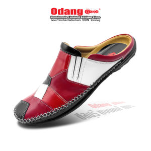 โอแดงชู รองเท้าหนังแท้แฮนด์เมด ของแท้ 100% รหัสสินค้า 401 เปิดส้น สไตล์สปอร์ต สลับสี : แดง ดำ ขาว