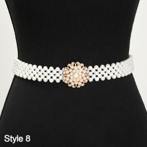 SIXIS Thắt lưng với ngọc trai Thanh lịch Co giãn cho nữ Dây đeo thắt lưng cương giả Thời trang Đơn giản Thắt lưng dây rút Dành cho Nữ