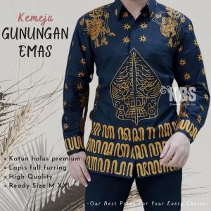 KEMEJA BATIK LENGAN PANJANG | HEM BATIK PRIA | BATIK SOLO | KEMEJA BATIK GUNUNGAN EMAS LAPIS FURING