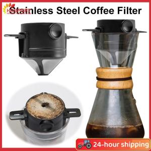 【HOSPORT】5pcs เทลงบน Coffee Dripper ง่ายต่อการทำความสะอาดสแตนเลสแคมป์กรองกาแฟกรองกรองกรองที่ใช้ซ้ำได้