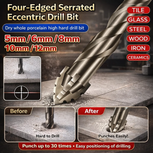 Four-Edged Serrated Eccentric Drill High Hardness Concrete Bit Twist Drilling Bits Tile Metal Marble Drill Bit 四刃锯齿偏心钻头