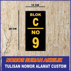 Papan Nomor Rumah Akrilik Teks Custom