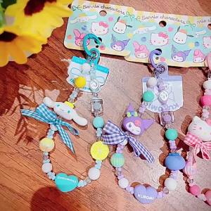 Mặt dây điện thoại Sanrio chính hãng    Móc khóa hoạt hình Kuromi    Dây chuyền hạt Hello dễ thương    Mặt dây túi