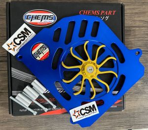 cover tutup radiator cnc plus kipas yamaha nmax lama dan nmax new 2020 lexi aerox biru gold chems