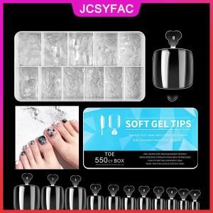 JCSYFAC 550 Pcs Đầy Đủ Bìa Giả Móng Chân Siêu Mỏng Tự Nhiên Rõ Ràng Báo Chí Trên Ngón Chân Chân Móng Tay Mẹo Nhân Tạo Acrylic Móng Tay Giả Nghệ Thuật Làm Móng Tay Công Cụ