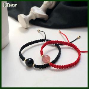 Fitow New Obsidian Lucky Beads Strawberry Bracelet Womens Woven Couple Bracelet Gift