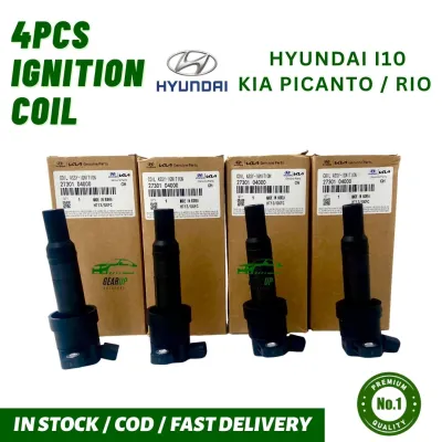 GEAR UP ON SALE! 4pcs Ignition Coil for Hyundai i10 2012-2017 / Kia Picanto 1L 1.2L / Kia Rio 1.25L - 27301-04000 / Top Quality Direct Fit Best Seller Engine Parts Car Parts Auto Parts High Performance Maintenance Engine Protection AC Brand New Ready Stoc