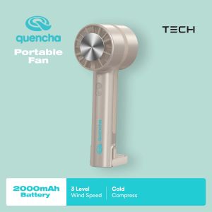 QUENCHA Fan 2000mAh Mini Handheld Turbo Speed Cooling USB Rechargeable Portable Fan
