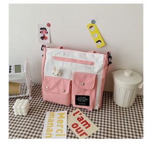 กระเป๋าผ้าสะพายข้าง สีทรูโทน ผ้าหนาแคนวาส กระเป๋าผ้าวินเทจ ถอดสายได้ 561