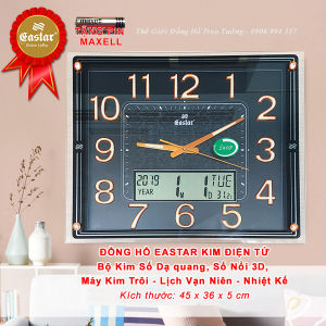 Đồng hồ Treo Tường EASTAR Kim Điện Tử KIM TRÔI Có DẠ QUANG - LỊCH Vạn Niên và NHIỆT KẾ Điện Tử - Tặng 3 Pin Maxell - Bảo Hành 1 Năm