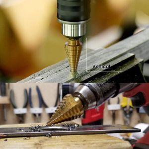 DIY 3 Pcs HSS Steel Titanium Coated Multi Step Universal Drill Bits Cone Cutting Set Wood Iron Metal Zinc Drilling SIZE ( 3- 12 mm 4-12 mm 4-20 mm)