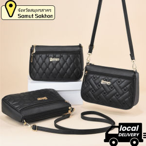 Belfoyer 【สต็อกท้องถิ่น】กระเป๋าไหล่เย็บปักถักรูปหัวใจง่ายกระเป๋า crossbody ตารางเพชร กระเป๋าโทรศัพท์หนังนุ่มขนาดใหญ่