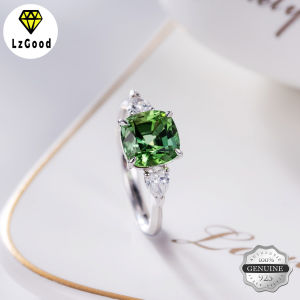 Xanh tự nhiên Tourmaline vuông Nhẫn kim cương khí chất táo xanh hàng ngày Nhẫn hở đá quý nhiều màu đẹp
