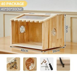 CRUSHES Pet Bed Wooden Hamster Cage Luding Landscape House Indoor Wood Reptile Breeding Cage Animal Cabinet with Openable Top Skylight Lizard Terrarium for Dwarf Syrian Hamsters