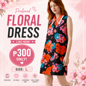 Floral Sleeveless Dress Size L (Fits M-L) | Preloved Like New | A-Line Casual Summer Dress for Women