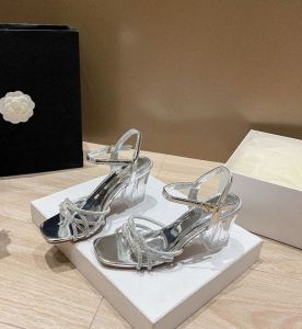 DS SHOE 3218-1 PRETTIFY RHINESTONE STRAP 3INCHES CLEAR HEELS FOR WOMEN