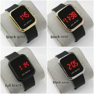 [BW-✅COD] LD-16JAM TANGAN WANITA KEKINIAN LED SQUARE WATCH DIGITAL STRAP RUBBER