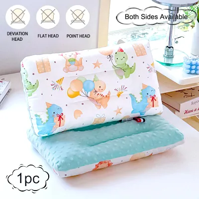 KKHOUSE 100% Pure Cotton Double Side Children Pillow Skin Friendly Baby Grade Head Sleeping Bean Velvet Toddler Pillow