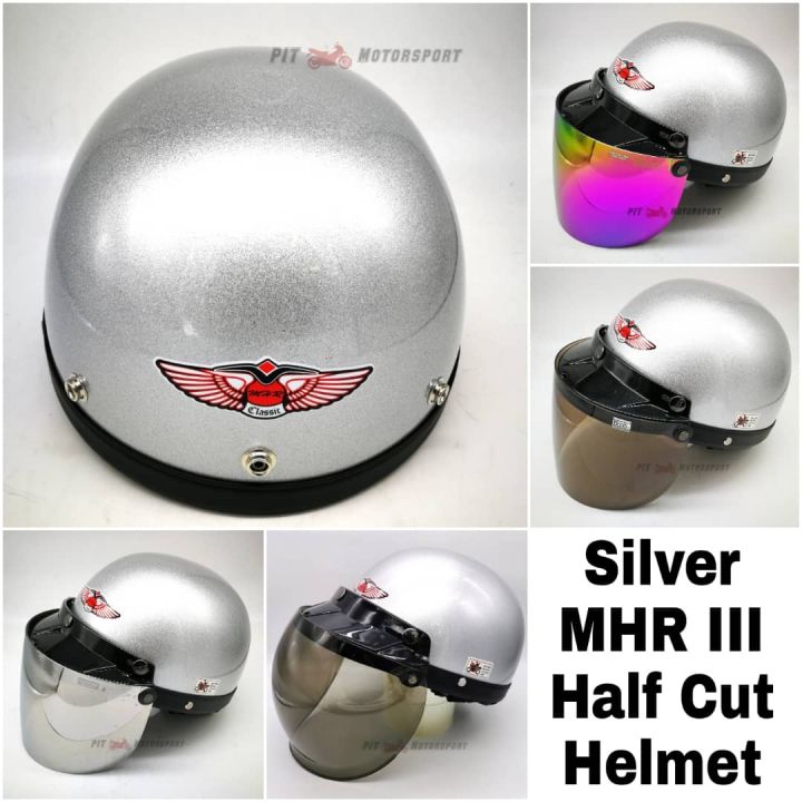 Silver MHR III Half Cut Helmet MHR 100% Original Size L Add On