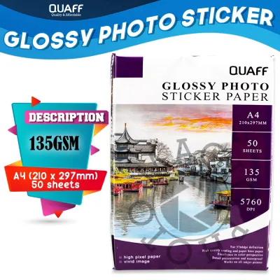 MP00 QUAFF Photo Sticker Glossy Sticker Paper A4 Size 90gsm / 135gsm
