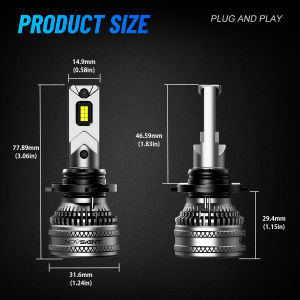 Novsight N96 High-Intensity 200W LED Headlight Bulb Kit 40000LM 6500K White IP68 Waterproof H4/H7/H1 Plug&Play for Cars