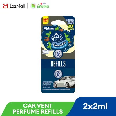 Glade Car Vent Perfume Air Freshener Refill Essences Elite - Peppermint & Sandalwood (2ml x 2)
