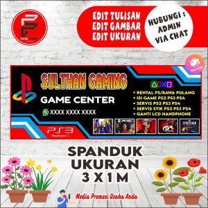 Spanduk Rental PS / Spanduk Rental Playstation / Banner Rental PS / Spanduk Ukuran 300 x 100 cm Bisa COD