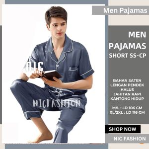 Baju Tidur Pria CP / Piyama pria Lengan Pendek Satin CP - NIC Fashion