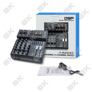 OKMUSIC มิกเซอร์เสียง Audio Mixer DJ 4/6/8 ช่อง พร้อม Bluetooth USB DSP เอฟเฟกต์ 99 แบบ ใช้งานง่าย สำหรับร้องเพลง และไลฟ์สด