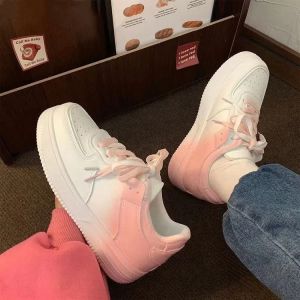 IELGY Gradient Pink Sneakers 2024 New Casual Breathable Sneakers Summer Platform Students