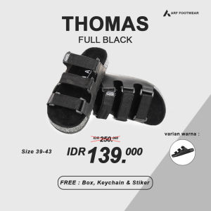 ARF THOMAS FULLBLACK Sandal Pria Dewasa Model Terbaru Trend Kekinian Original Sendal Jepit Pria Kulit Flip Flop Keren Casual Kasual Cowok Laki Laki Dewasa