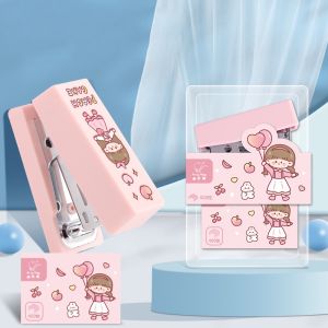 Cute Cartoon Portable Stapler Set Mini Student Office Stationery Supplies