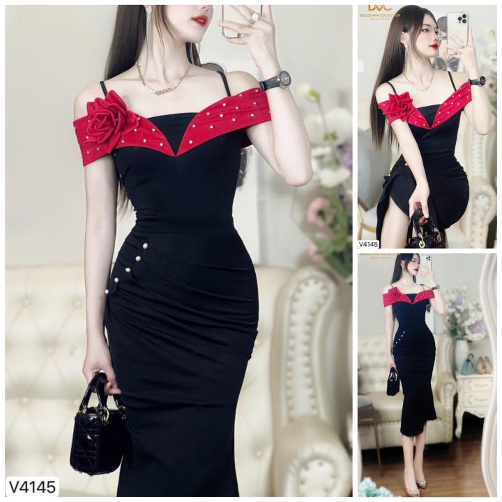 Váy ren hồng tay cánh tiên v2982- dolce viva collection