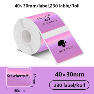 1 roll of color holographic laser label paper 40x30mm waterproof and oil resistant thermal printin