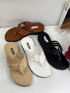 RD643-Mizizi Flip Flops - Brown Black White Beige - Strappy Design - Casual Wear - Indoor/Outdoor Use