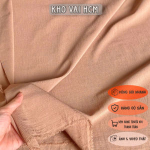 Vải Đũi Cát Màu Nâu Nhạt Khổ 1m55 - May Áo Kiểu Bộ Trung Niên Váy Đầm - Mỏng Mềm Rũ Không Giãn