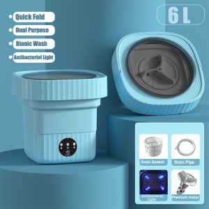 11L Mini Washing Machine Folding Laundry Washer Drain Blue Light Sterilization Portable Laundry Bra Socks WasherWasher