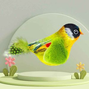 Cat Toy With Bird Chirping Sound When Touch Interactive Battery Toy For Kitten Toy With Feather Teaser Hunting