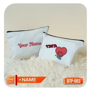 CMYK Customized Personalized Name 4 x 6 BT21 Character Cooky Koya Tata Canvas Pouch Gift Ideas