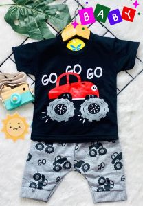 Setelan Baju bayi laki laki motif karakter Mobil Offroad usia baby 3-24 bulan/ MAX BB 12 KG